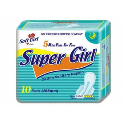 Antibakteriell Super Breathable Natural Cotton Day Use Women Sanitary Napkin